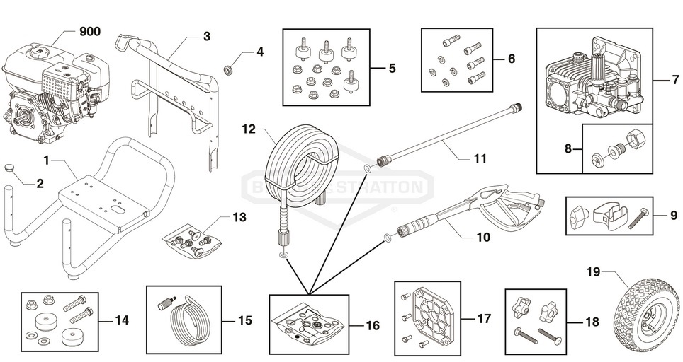 Briggs & Stratton pressure washer model 020275-01 replacement parts, pump breakdown, repair kits, owners manual and upgrade pump.